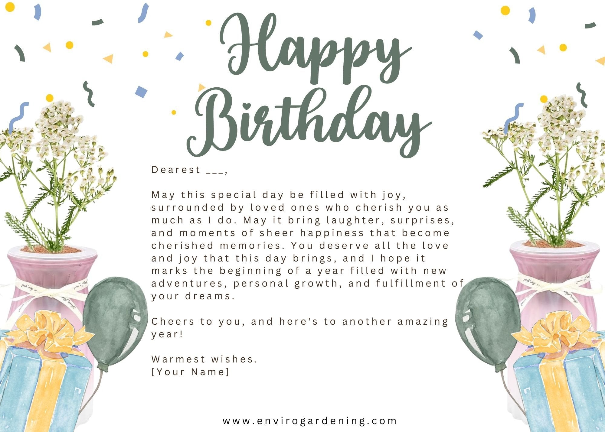 Gift Message Card - Birthday