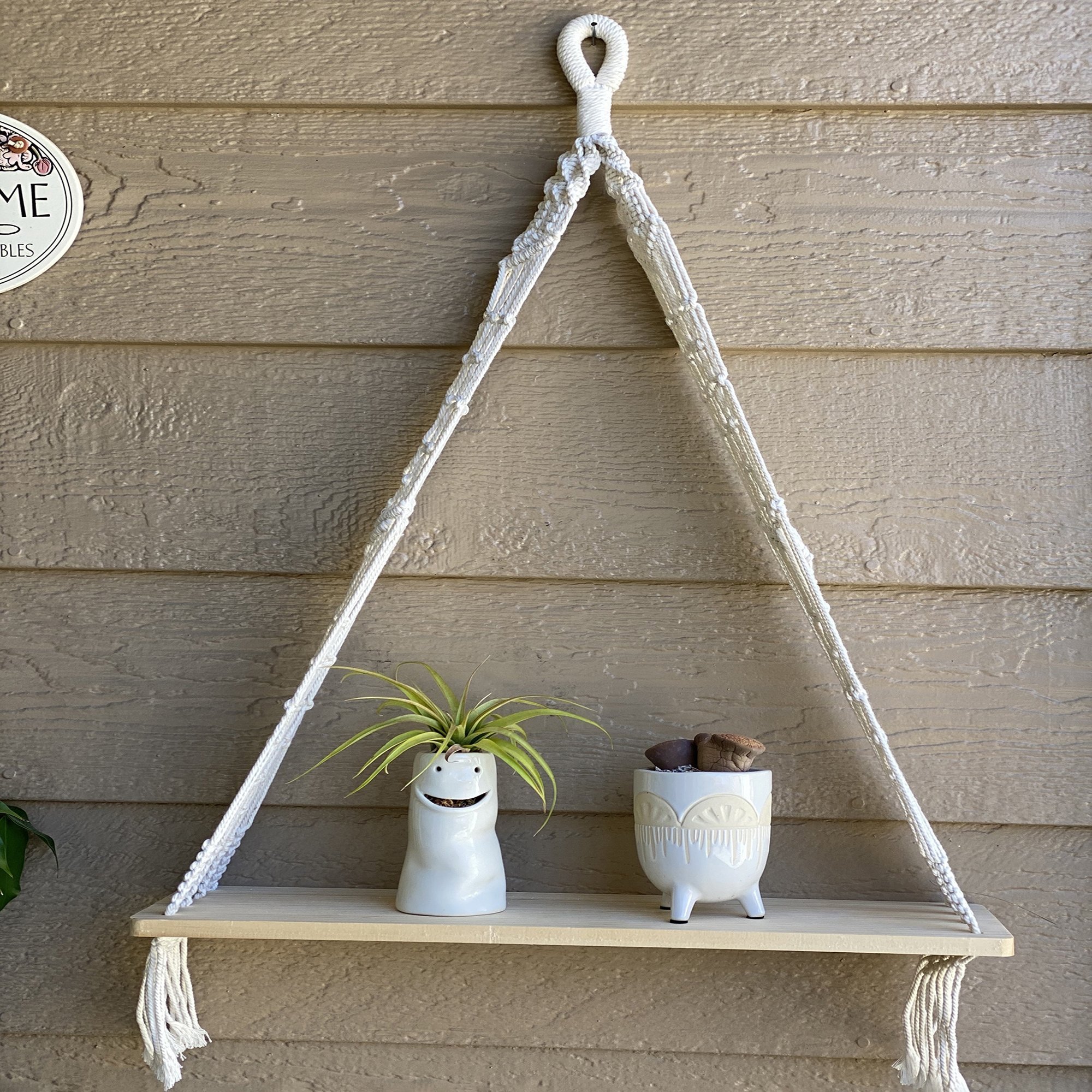 20x5.8" Macrame Hanging Shelf